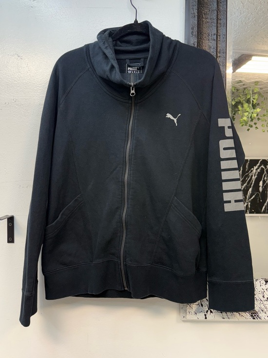 Puma Jackets & Blazers - Puma Black Athletic Zip-Up Hoodie with Logo Sleeve